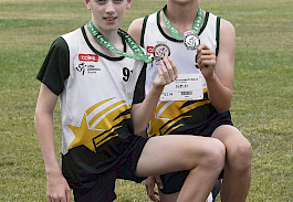 PODIUM FINISH: Horsham Little Athletics Club members Jack Sawyer and Jett Hill won medals at state track and field championships.