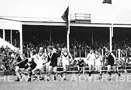 Horsham City Oval grandstand has been a feature of the city’s main sporting showpiece for 100 years. A committee has been formed to mark its centenary and history, such as football matches, above, and how it stands now, below.