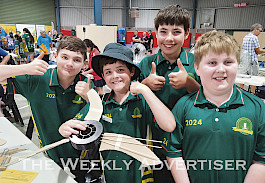 THUMBS UP: Ss Michael and John’s Primary School’s Cruz Sudholz, Madden Wright, Xavier Pellegrino and Charlie Curran.