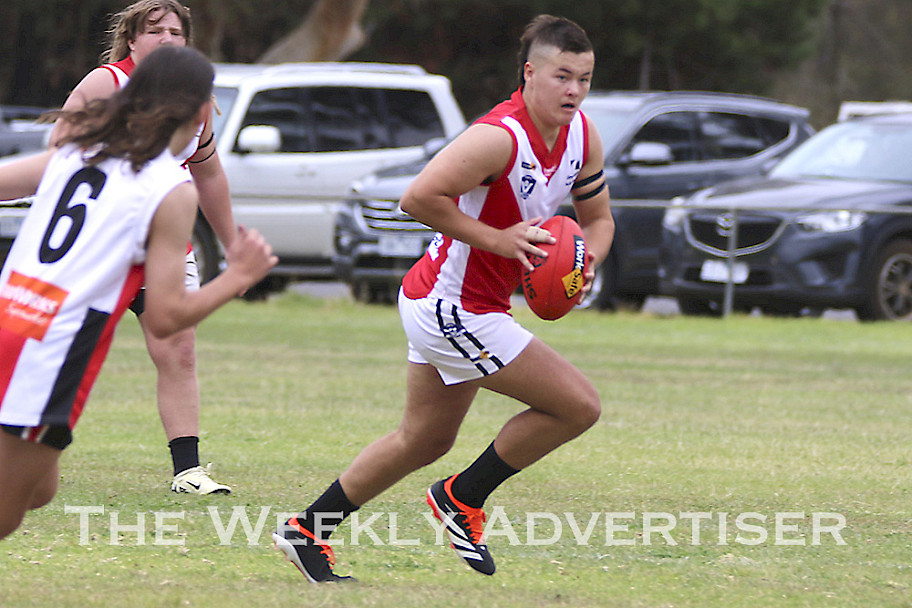 Austin Giusa playing for Taylor Swifts. Taylors Lake and Swifts have combined their junior football temas for 2024. Picture: RAELENE JOHNSTON