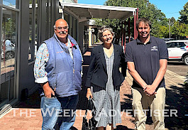 UNITED: Grampians Health rural outreach worker Murray McInnes, Royal Flying Doctor Service clinical team leader mental health and wellbeing Cindy Condon and Royal Flying Doctor Service psychologist Andy Golding at the Edenhope HUB.