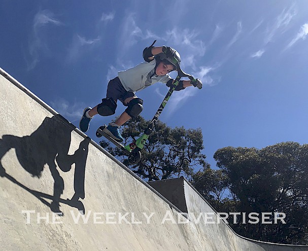 Young Astin Wade, 5, has been showing the big kids his moves at Horsham Skate Park.
