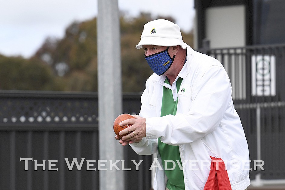 BACK ON THE GREENS: Graeme Scobie gets some bowls practice in at Coughlin Park Bowls Club ahead of the season starting in November. Picture: PAUL CARRACHER