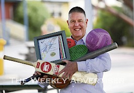 RECOGNITION: Murtoa College principal Tony Goodwin receives a School Sport Victoria life membership for his outstanding contribution to school sport.  Picture: Paul Carracher
